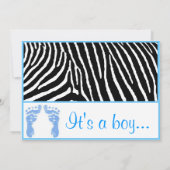 Blue Zebra Baby Shower-uitnodigingen Kaart (Achterkant)