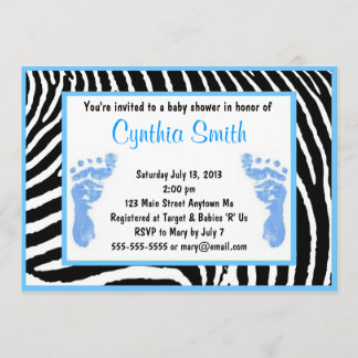 Blue Zebra Baby Shower-uitnodigingen Kaart
