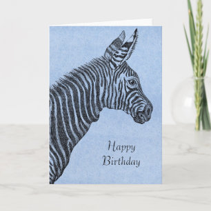 Blue Zebra Birthday Kaart