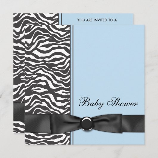 Blue Zebra Boy Baby Shower Uitnodigingen (Voorkant / Achterkant)