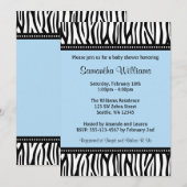 Blue Zebra Boy Baby Shower-uitnodigingen Kaart (Voorkant / Achterkant)