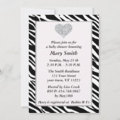 Blue Zebra Diamond Heart Baby shower Kaart (Achterkant)