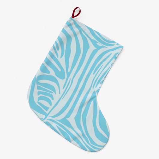 Blue Zebra Pattern Grote Kerstsok (Voorkant (Hangend))