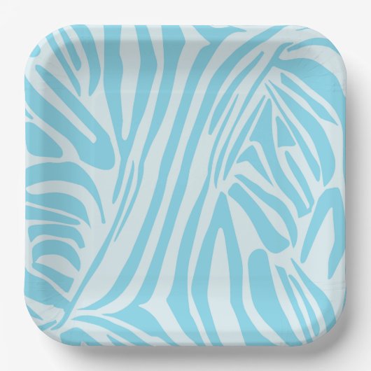 Blue Zebra Pattern Papieren Bordje (Voorkant)