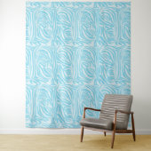 Blue Zebra Pattern Wandkleed (In situ)