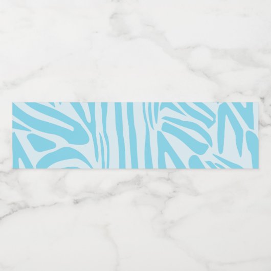 Blue Zebra Pattern Waterfles Etiket (Enkel label)
