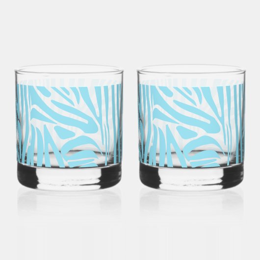 Blue Zebra Pattern Whisky Glas (Achterkant)