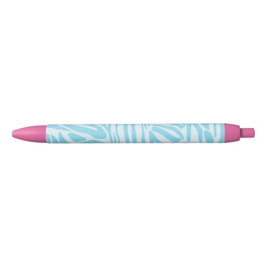 Blue Zebra Pattern Zwarte Inkt Pen (Voorkant)