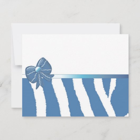 Blue Zebra Print Bridal Shower Uitnodiging (Achterkant)