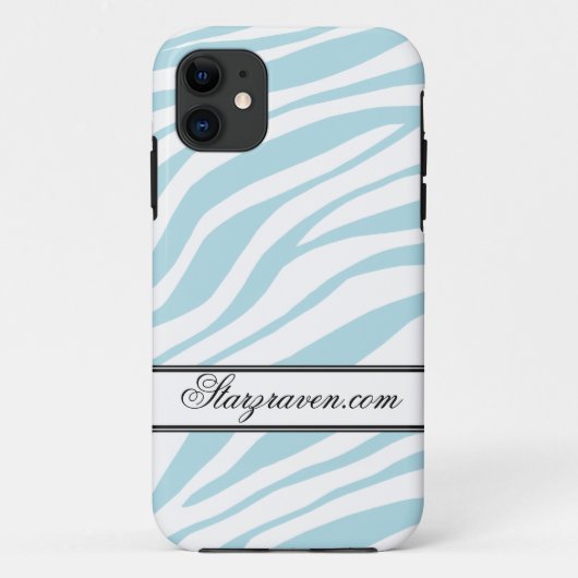 Blue Zebra Print gepersonaliseerde iPhone 5 Hoesje (Achterkant)