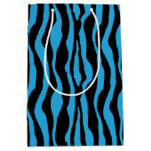 Blue Zebra Print Gift Bag Medium Cadeauzakje (Voorkant)