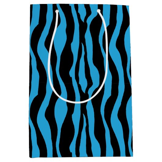 Blue Zebra Print Gift Bag Medium Cadeauzakje (Voorkant)