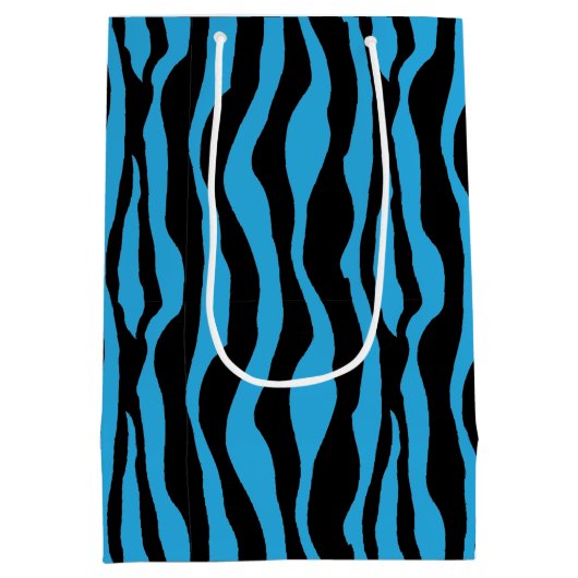 Blue Zebra Print Gift Bag Medium Cadeauzakje (Achterkant)