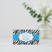 Blue Zebra Ribbon Visitekaartje (Staand voorkant)