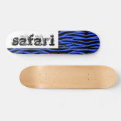 Blue Zebra Safari Stripes Skateboard (Horizontaal)