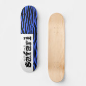 Blue Zebra Safari Stripes Skateboard (Voorkant)