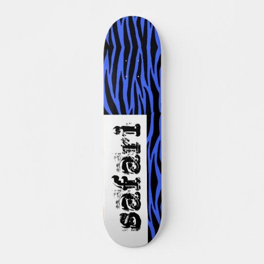Blue Zebra Safari Stripes Skateboard (Voorkant)