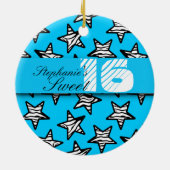 Blue zebra stars Sweet 16 Verjaardag Ornament (Achterkant)