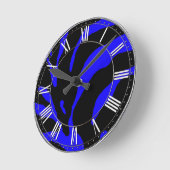 Blue Zebra Stripe Animal Print Ronde Klok (Hoek)