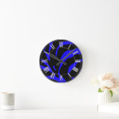 Blue Zebra Stripe Animal Print Ronde Klok (Huis)