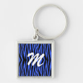 Blue Zebra Stripes Sleutelhanger (Voorkant)