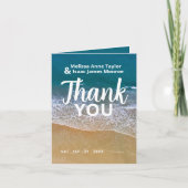 Blue Zee Beach bruiloft dank u Bedankkaart (Voorkant)