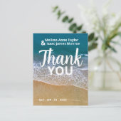 Blue Zee Beach bruiloft dank u Briefkaart (Staand voorkant)