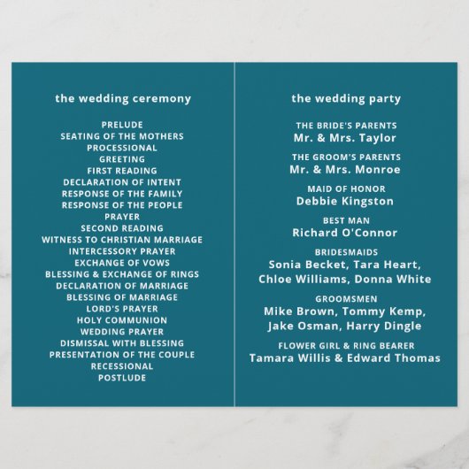 Blue Zee Beach bruiloft programma (Achterkant)