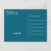 Blue Zee Beach Bruiloft Save The Date Aankondigingskaart (Achterkant)