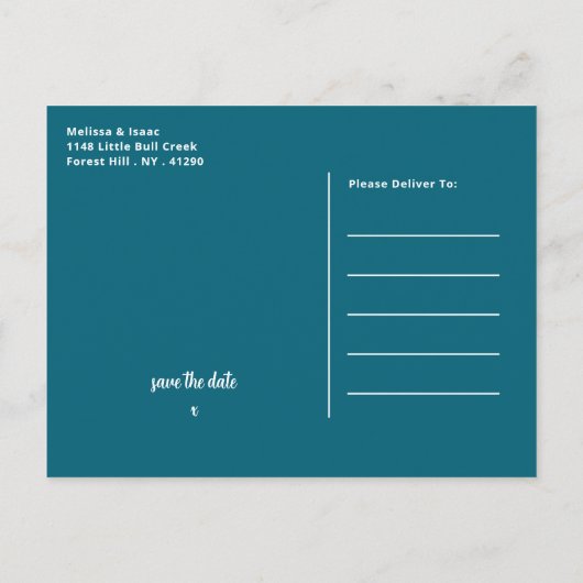 Blue Zee Beach Bruiloft Save The Date Aankondigingskaart (Achterkant)