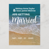 Blue Zee Beach Bruiloft Save The Date Aankondigingskaart (Voorkant)