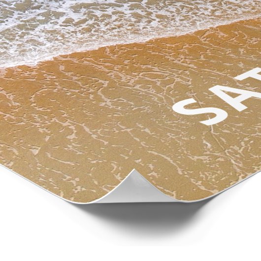 Blue Zee Beach Bruiloft Welkom Poster (Hoek)