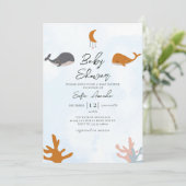 Blue Zee Boho Schattige Whale Baby shower Kaart (Staand voorkant)
