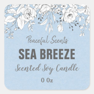 Blue Zee Breeze Soy Candle Productlabels Vierkante Sticker
