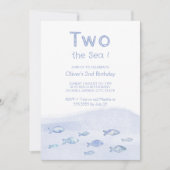 Blue zee Fish Boy's 2e verjaardag uitnodiging (Voorkant)