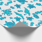 Blue Zee Life Pattern op White Cadeaupapier (Hoek)