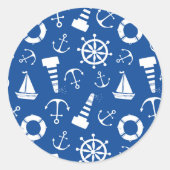 Blue Zee Pattern Ronde Sticker (Voorkant)