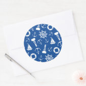 Blue Zee Pattern Ronde Sticker (Envelop)