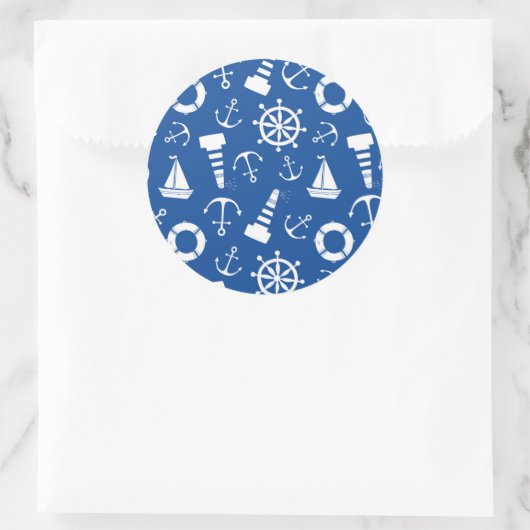 Blue Zee Pattern Ronde Sticker (Tas)