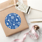Blue Zee Pattern Ronde Sticker (Geschenken)