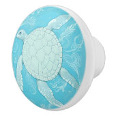 Blue Zee Turtle Ocean Theme Keramische Knop (Rechts)