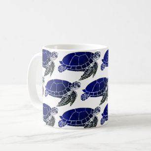 Blue Zee Turtle Pattern Koffiemok