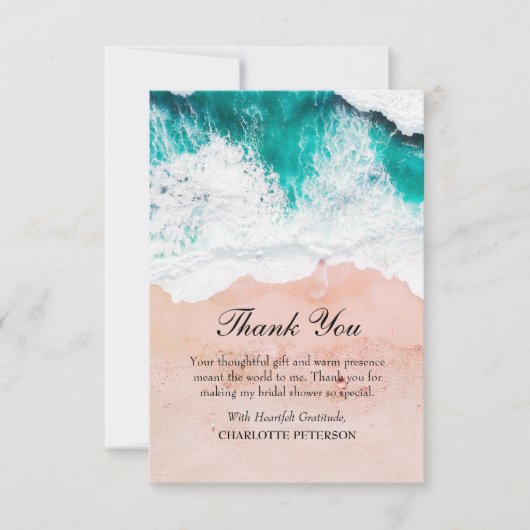 Blue Zee Waves Beach Thema Vrijgezellenfeest Bedankkaart (Voorkant)