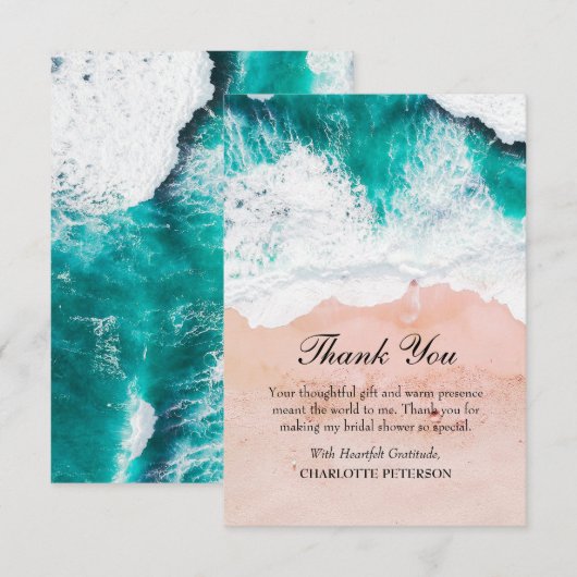 Blue Zee Waves Beach Thema Vrijgezellenfeest Bedankkaart (Voorkant / Achterkant)