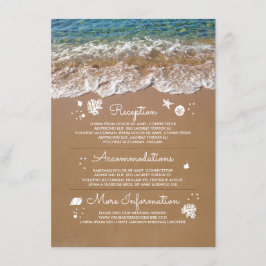 Blue Zee Waves en Sand Beach Bruiloft Informatie Informatiekaartje