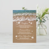 Blue Zee Waves en Sand Beach Bruiloft Informatie Informatiekaartje (Staand voorkant)