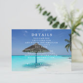 Blue Zee Waves en Sand Beach Bruiloft Informatie Informatiekaartje (Staand voorkant)