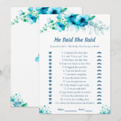 Blue zei dat ze Vrijgezellenfeest spel Kaart zei (Voorkant / Achterkant)