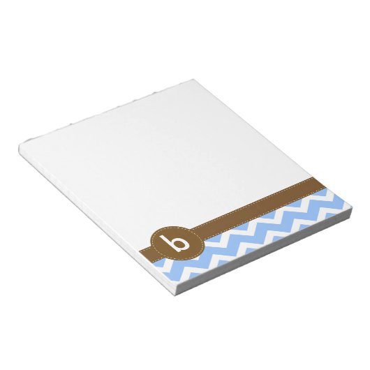 Blue Zig Zag Chevron Pattern Monogram Notitieblok (Schuin)