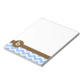 Blue Zig Zag Chevron Pattern Monogram Notitieblok (Linkerzijde)